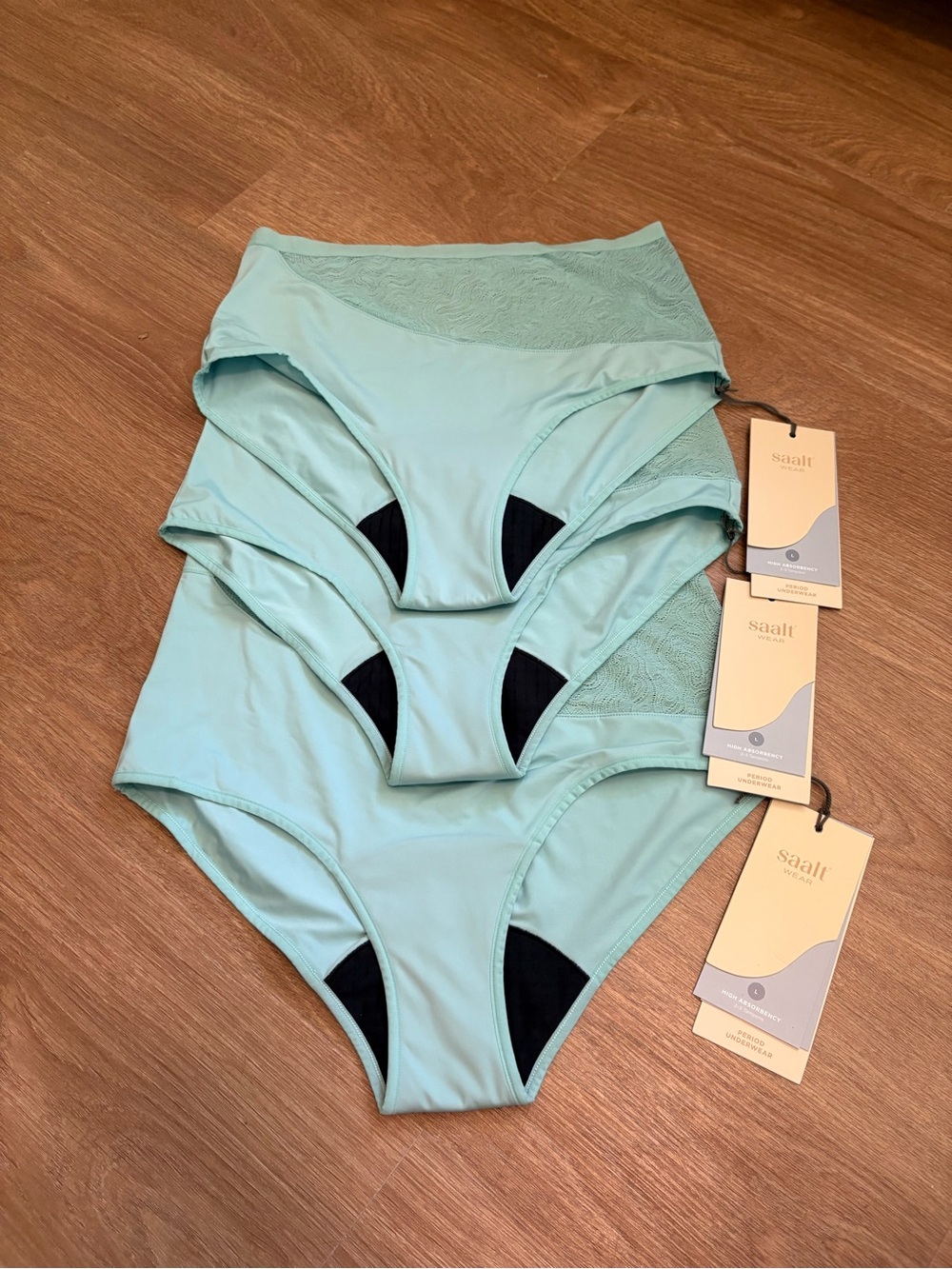 NWT Saalt Blue High Waisted Period Panties - Set of 3